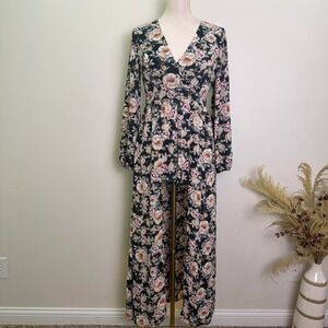 Altar'd State Medium Floral Maxi Romper Dress with Overlay